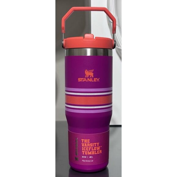 Stanley Varsity IceFlow Flip Straw 30oz Tumbler, FUCHSIA MESH STRIPES - Picture 1 of 4